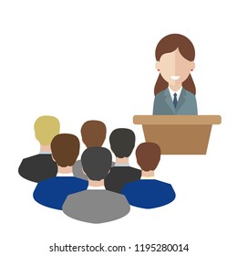 Female speaker doing presentation and professional training.