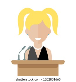 Female speaker doing presentation and professional training.