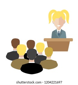 Female speaker doing presentation and professional training.