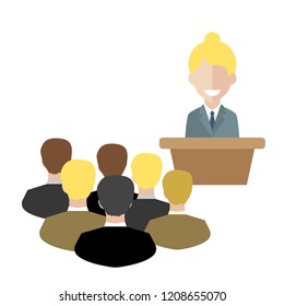 Female speaker doing presentation and professional training.