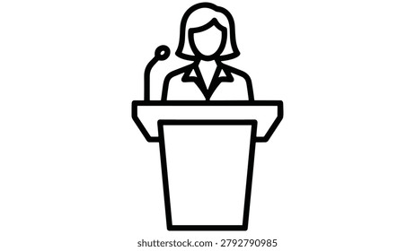 Female speaker at a lectern with microphone