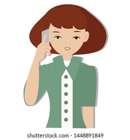 Female speaking on the smart phone. Emotion and body language concept. vector illustration.