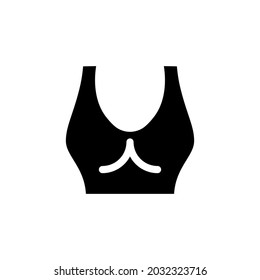 Female sports bra glyph icon. Homewear and sleepwear. Black filled symbol. Isolated vector stock illustration