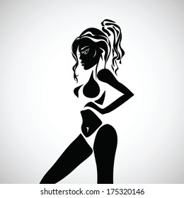 Female sports silhouette. Vector illustration