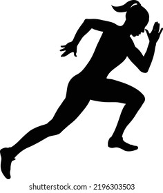 female sprinter running black silhouette