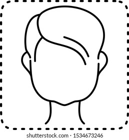  Female square face  shape line art icon.  Black  aesthetic contour.