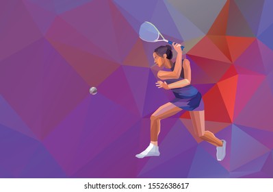 Female Squash Player Polygonal Geometric Vector Illustration