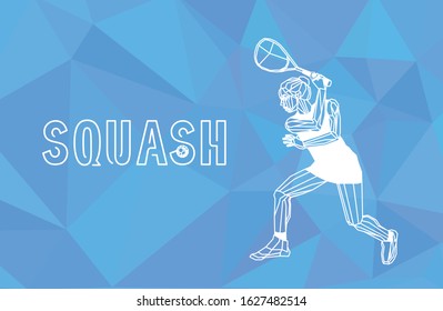 Female Squash Player Polygonal Geometric Vector Illustration