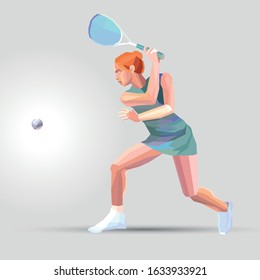 Female Squash Player Polygonal Geometric Vector Illustration