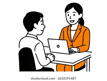 Female Staff Consulting with Customer Using Laptop