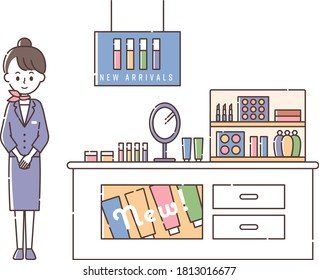 Female staff serving customers at a cosmetics shop