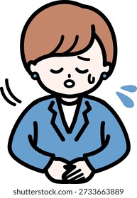 Female staff sincerely apologizing for system troubles or errors. Illustration conveying trust restoration and sincere response.