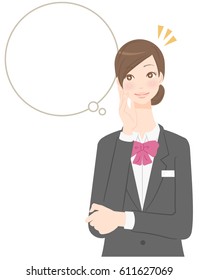 Female staff thinking of something