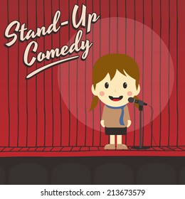 Female Stand Up Comedian Cartoon