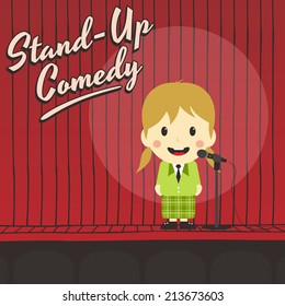 female stand up comedian cartoon