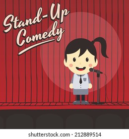 Female Stand Up Comedian Cartoon Character