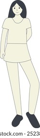 Female Standing Pose Character Design on White Background. Isolated Vector Graphic