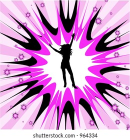 Mujeres en starburst - vector