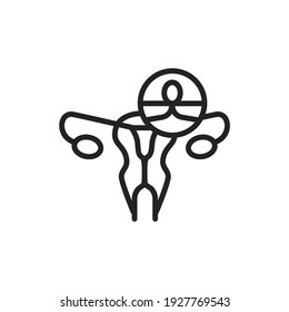 Female sterilization color line icon. Outline pictogram for web page.