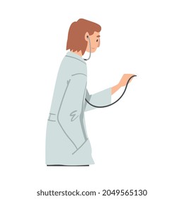 Female with Stethoscope as Medical Doctor or Physician Working at Hospital Vector Illustration