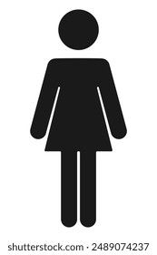 Icono de la persona del palo femenino para el cuarto de baño de las mujeres o Vector similar de los Iniciar sesión