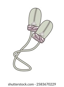 Female string mittens gloves vector design mockup template.