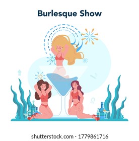Female stripper concept. Pole dancing girl in club, stripper posing and dancing for people. Isolated vector illustration