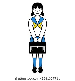 Female student with a bag (full body)