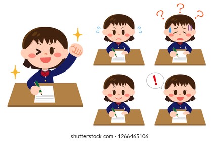 Female student of Blazer to write tests and documents