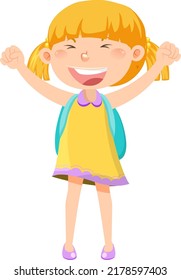 Female student cartoon character with backpack illustration