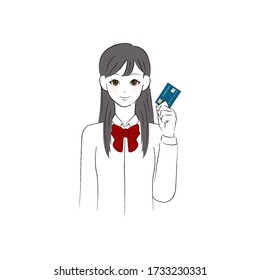 Female student with cash card