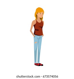 female student in casual clothes standing cartoon character
