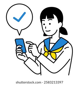 Female student checking her smartphone