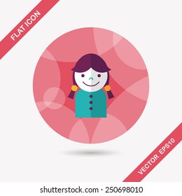 female student flat icon with long shadow,eps10