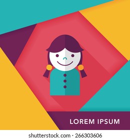 female student flat icon with long shadow,eps10
