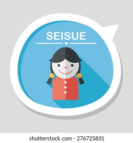 female student flat icon with long shadow,eps10