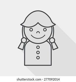 female student flat icon with long shadow, line icon