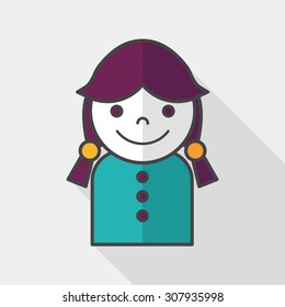 female student flat icon with long shadow,eps10
