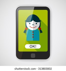 female student flat icon with long shadow,eps10