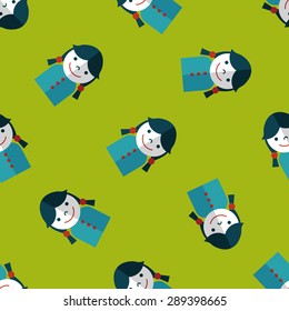 female student flat icon,eps10 seamless pattern background
