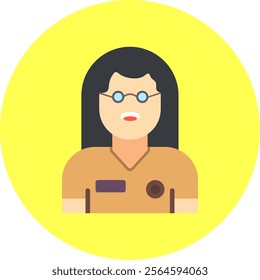 Female Student Flat Multi Color Vector Icon Design