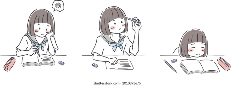 Female student having trouble studying