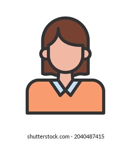 Female Student icon vector image. Can also be used for Physical Fitness. Suitable for mobile apps, web apps and print media.