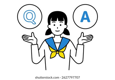 Estudante do sexo feminino apresentando o Q e A