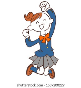 A Female student jumping happily