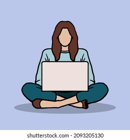 Female Student with Laptop in College