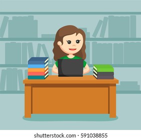 female student learning with laptop