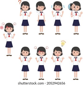 Female student pose set illustration