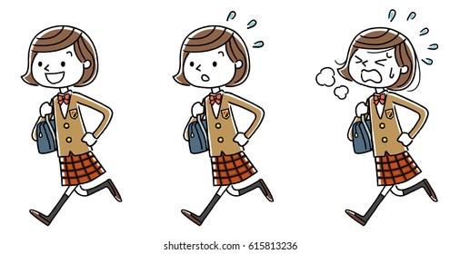 Female student: running, set, variation