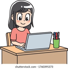 
Estudiante femenino estudiando con una computadora